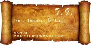 Turi Immakuláta névjegykártya
